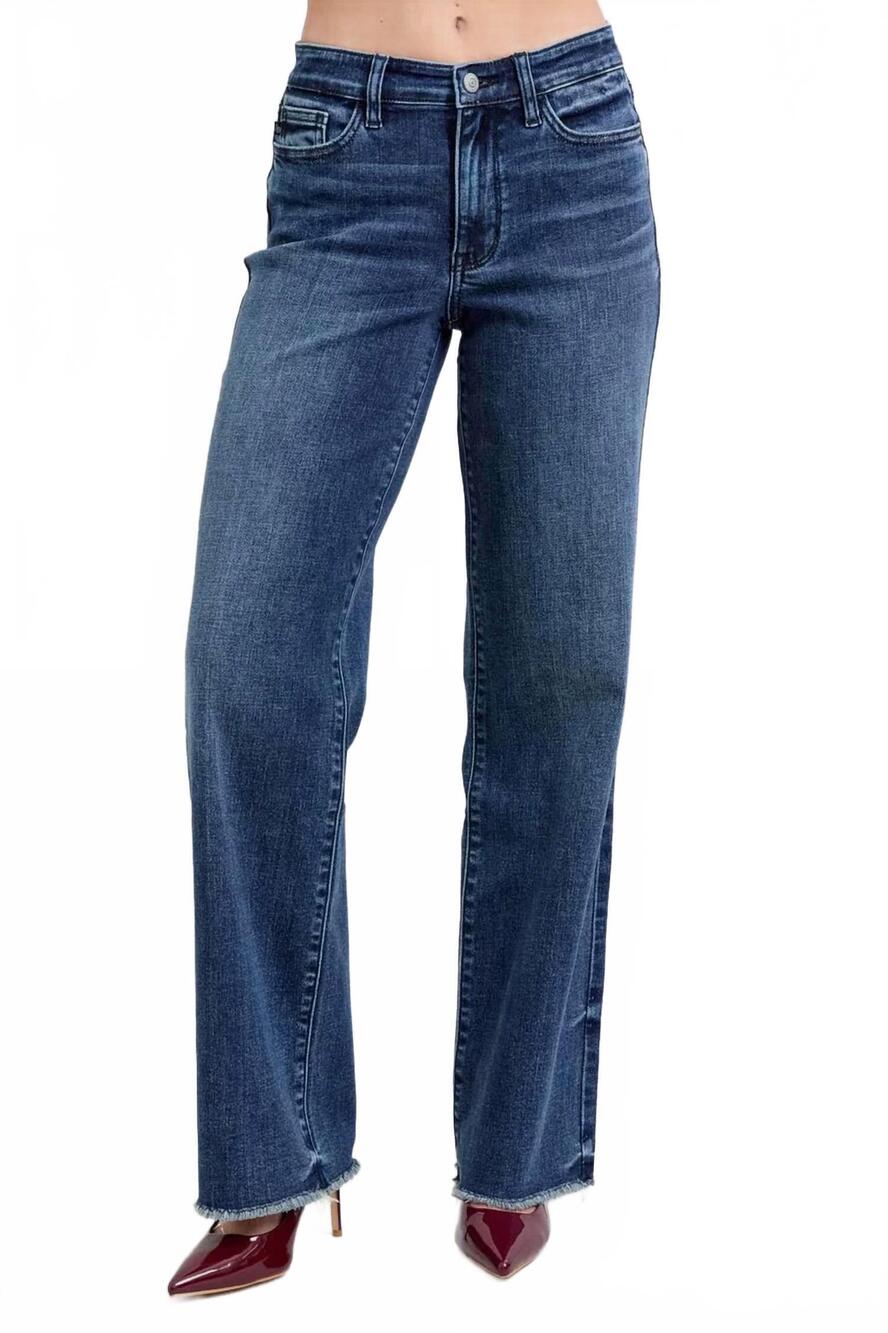 NEW JUDY BLUE mid rise wide leg denim jeans in dark wash
